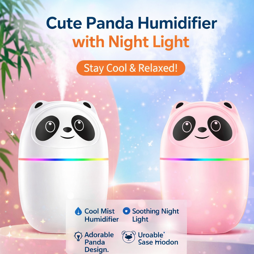 Cute Panda Humidifier with Night Light